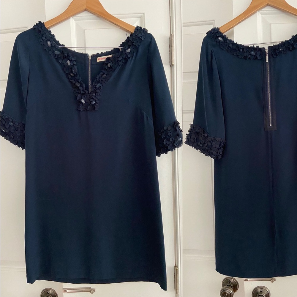 Rebecca Taylor Navy Embellished Shift Dress